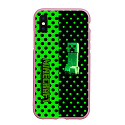 Чехол iPhone XS Max матовый Minecraft creeper pattern, цвет: 3D-розовый