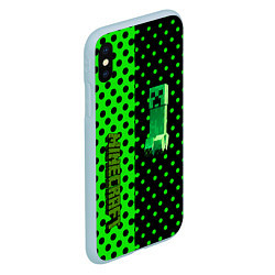 Чехол iPhone XS Max матовый Minecraft creeper pattern, цвет: 3D-голубой — фото 2