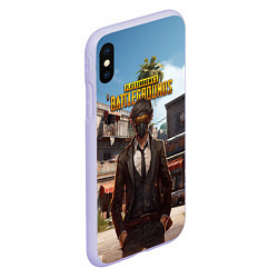 Чехол iPhone XS Max матовый PUBG персонаж в маске, цвет: 3D-светло-сиреневый — фото 2