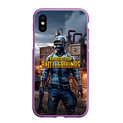 Чехол iPhone XS Max матовый PUBG персонаж из игры