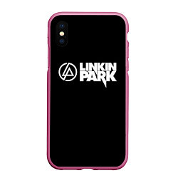 Чехол iPhone XS Max матовый Linkin park logo rock music, цвет: 3D-малиновый