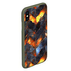 Чехол iPhone XS Max матовый Чешуя в огне, цвет: 3D-темно-зеленый — фото 2