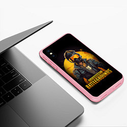 Чехол iPhone XS Max матовый PUBG игрок на закате черный фон, цвет: 3D-баблгам — фото 2