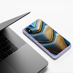 Чехол iPhone XS Max матовый Объемный футуристический текстурный костюм из кожи, цвет: 3D-светло-сиреневый — фото 2