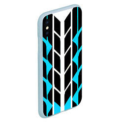 Чехол iPhone XS Max матовый Blue and white lines on a black background, цвет: 3D-голубой — фото 2