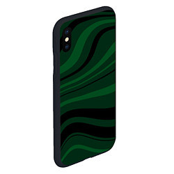 Чехол iPhone XS Max матовый Тёмный зелёный волнистые полосы, цвет: 3D-черный — фото 2