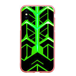 Чехол iPhone XS Max матовый Green lines on a black background, цвет: 3D-баблгам