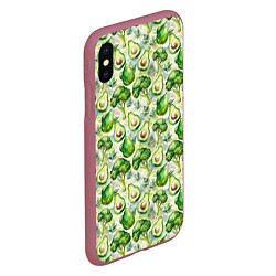 Чехол iPhone XS Max матовый Авокадо и брокколи, цвет: 3D-малиновый — фото 2