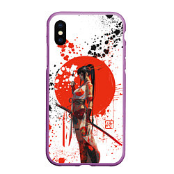Чехол iPhone XS Max матовый Женщина самурай, цвет: 3D-фиолетовый