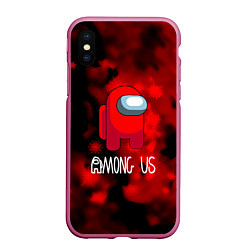 Чехол iPhone XS Max матовый Among us красный, цвет: 3D-малиновый