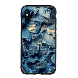 Чехол iPhone XS Max матовый Denim rags - fashion trend, цвет: 3D-черный