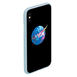 Чехол iPhone XS Max матовый NASA космическое лого, цвет: 3D-голубой — фото 2