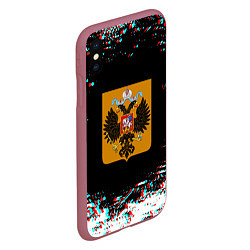 Чехол iPhone XS Max матовый Российская империя герб глитч, цвет: 3D-малиновый — фото 2