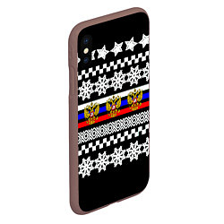 Чехол iPhone XS Max матовый Rusiia winter pattern, цвет: 3D-коричневый — фото 2