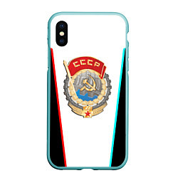 Чехол iPhone XS Max матовый Герб РФ текстура, цвет: 3D-мятный