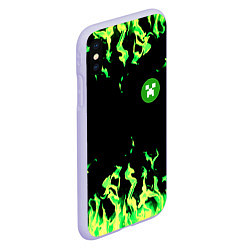 Чехол iPhone XS Max матовый Minecraft green flame, цвет: 3D-светло-сиреневый — фото 2