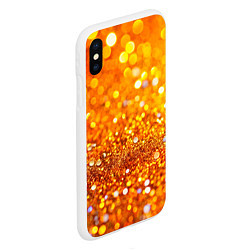 Чехол iPhone XS Max матовый Оранжевые и желтые блестяшки боке, цвет: 3D-белый — фото 2