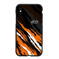 Чехол iPhone XS Max матовый KTM - Рваный гексагон, цвет: 3D-черный