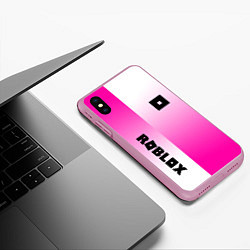 Чехол iPhone XS Max матовый Roblox geometry gradient, цвет: 3D-розовый — фото 2