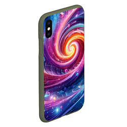 Чехол iPhone XS Max матовый Космическая галактическая спираль - неоновое свече, цвет: 3D-темно-зеленый — фото 2