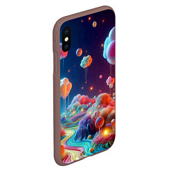 Чехол iPhone XS Max матовый Planet chupa chups - neon glow, цвет: 3D-коричневый — фото 2