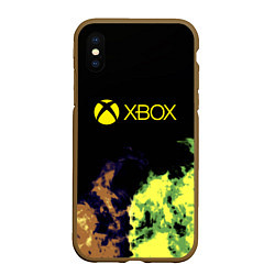 Чехол iPhone XS Max матовый Xbox game flame, цвет: 3D-коричневый