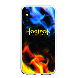 Чехол iPhone XS Max матовый Horizon zero dawn flame glitch, цвет: 3D-белый