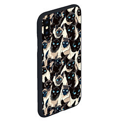 Чехол iPhone XS Max матовый Сиамские кошки, цвет: 3D-черный — фото 2