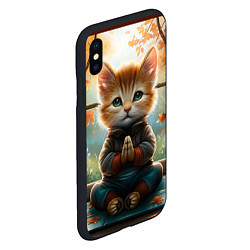 Чехол iPhone XS Max матовый Медитирующий кот цветной, цвет: 3D-черный — фото 2