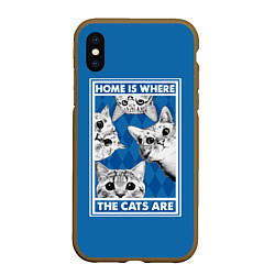 Чехол iPhone XS Max матовый Home is where the cats are, цвет: 3D-коричневый