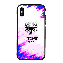 Чехол iPhone XS Max матовый The Witcher colors neon, цвет: 3D-черный