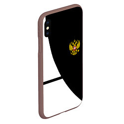 Чехол iPhone XS Max матовый Герб РФ текстура спорт, цвет: 3D-коричневый — фото 2