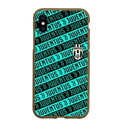 Чехол iPhone XS Max матовый Juventus pattern logo steel, цвет: 3D-коричневый