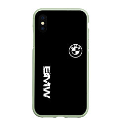 Чехол iPhone XS Max матовый BMW logo white auto, цвет: 3D-салатовый