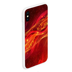 Чехол iPhone XS Max матовый Красные и оранжевые линии с золотым блеском, цвет: 3D-белый — фото 2