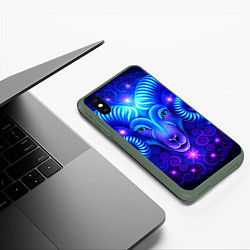 Чехол iPhone XS Max матовый Знак зодиака овен, цвет: 3D-темно-зеленый — фото 2