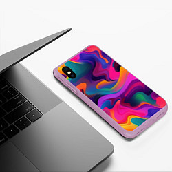 Чехол iPhone XS Max матовый Неоновые формы, цвет: 3D-сиреневый — фото 2