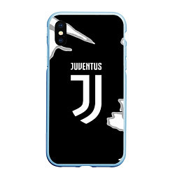 Чехол iPhone XS Max матовый Juventus fc краски, цвет: 3D-голубой