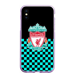 Чехол iPhone XS Max матовый Liverpool fc sport клетка, цвет: 3D-сиреневый