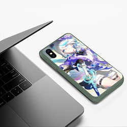 Чехол iPhone XS Max матовый Genshin Impact Furina радостная, цвет: 3D-темно-зеленый — фото 2