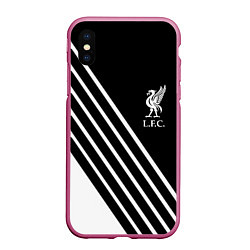 Чехол iPhone XS Max матовый Liverpool sport fc geometry, цвет: 3D-малиновый