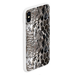 Чехол iPhone XS Max матовый Серебряная кожа змеи, цвет: 3D-белый — фото 2