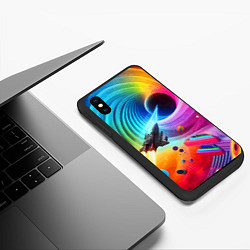 Чехол iPhone XS Max матовый Полёт к чёрной дыре - нейросеть, цвет: 3D-черный — фото 2