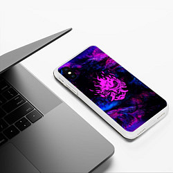 Чехол iPhone XS Max матовый Cyberpunk неоновые краски, цвет: 3D-белый — фото 2