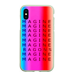 Чехол iPhone XS Max матовый Imagine Dragons neon rock, цвет: 3D-салатовый