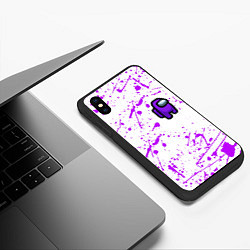 Чехол iPhone XS Max матовый Among us neon colors game, цвет: 3D-черный — фото 2