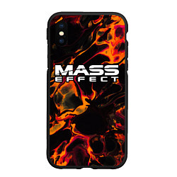 Чехол iPhone XS Max матовый Mass Effect red lava, цвет: 3D-черный