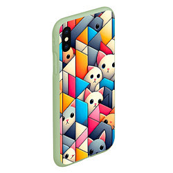 Чехол iPhone XS Max матовый Geometric pattern with kittens - ai art, цвет: 3D-салатовый — фото 2