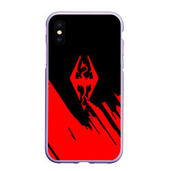 Чехол iPhone XS Max матовый The elder scrolls красные штрихи, цвет: 3D-светло-сиреневый