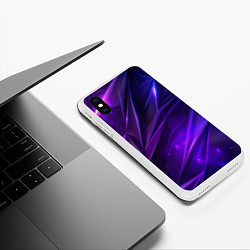 Чехол iPhone XS Max матовый Фиолетовая объемная неровная текстура, цвет: 3D-белый — фото 2